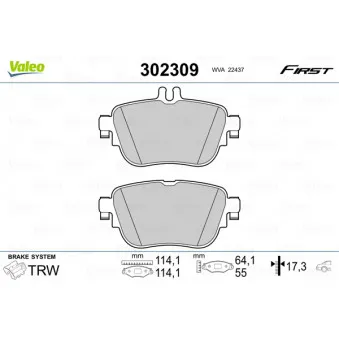 Jeu de 4 plaquettes de frein arrière VALEO 302309