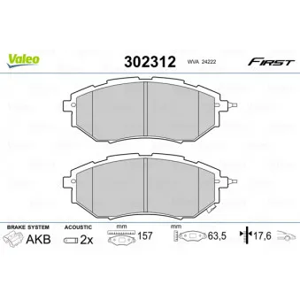 Jeu de 4 plaquettes de frein avant VALEO 302312