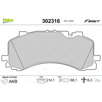Jeu de 4 plaquettes de frein avant VALEO 302316