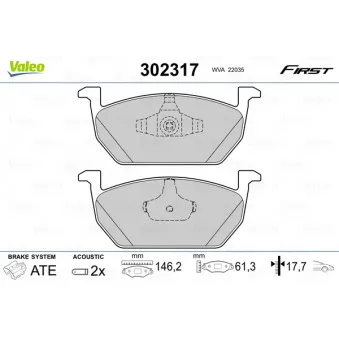Jeu de 4 plaquettes de frein arrière VALEO 302317