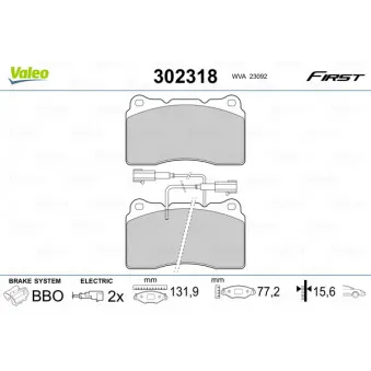 Jeu de 4 plaquettes de frein avant VALEO 302318