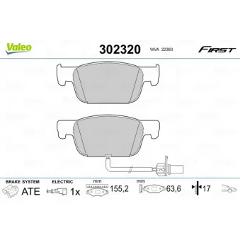 Jeu de 4 plaquettes de frein avant VALEO 302320