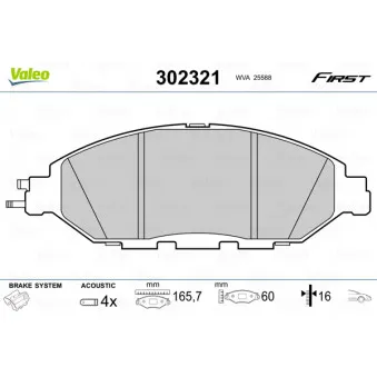 Jeu de 4 plaquettes de frein avant VALEO 302321