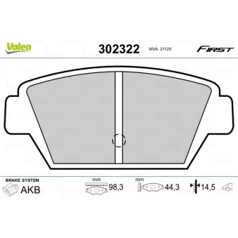 Jeu de 4 plaquettes de frein arrière VALEO 302322
