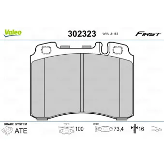 Jeu de 4 plaquettes de frein avant VALEO 302323