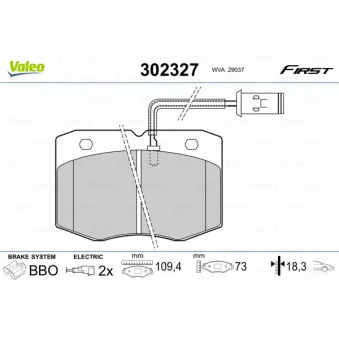 Jeu de 4 plaquettes de frein avant VALEO 302327