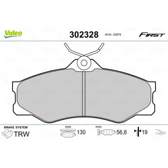Jeu de 4 plaquettes de frein avant VALEO 302328