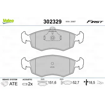 Jeu de 4 plaquettes de frein avant VALEO 302329