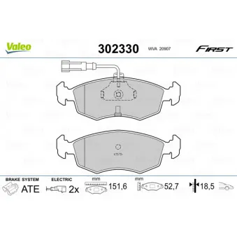 Jeu de 4 plaquettes de frein arrière VALEO 302330