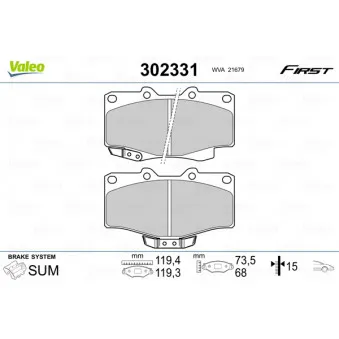 Jeu de 4 plaquettes de frein avant VALEO 302331