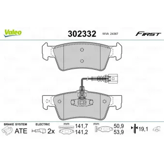 Jeu de 4 plaquettes de frein arrière VALEO 302332