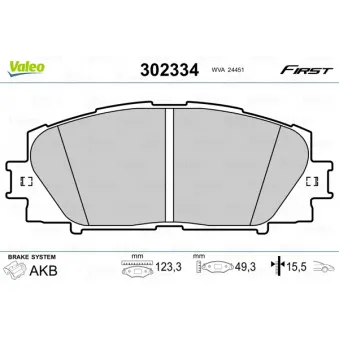 Jeu de 4 plaquettes de frein avant VALEO 302334