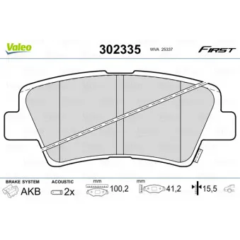 Jeu de 4 plaquettes de frein arrière VALEO 302335