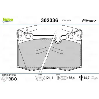 Jeu de 4 plaquettes de frein avant VALEO 302336