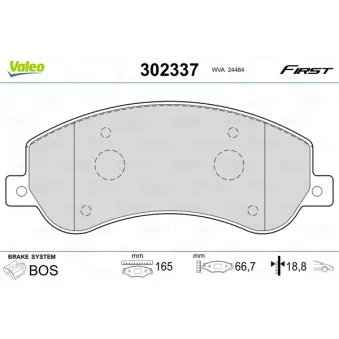 Jeu de 4 plaquettes de frein avant VALEO 302337