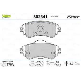Jeu de 4 plaquettes de frein avant VALEO 302341