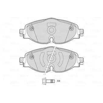 Jeu de 4 plaquettes de frein avant VALEO 601702