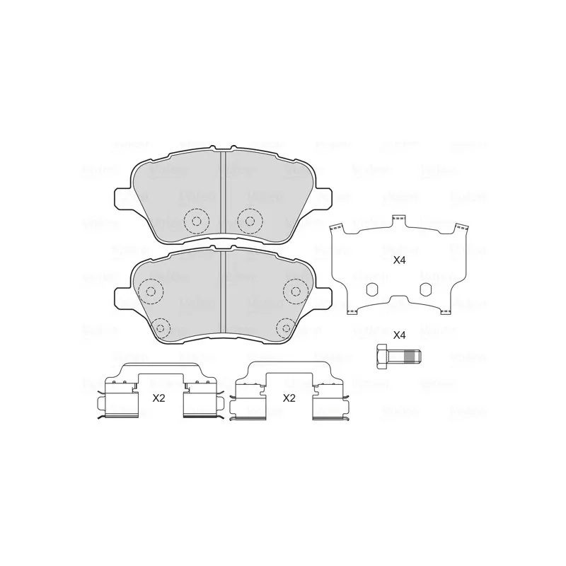 Jeu de 4 plaquettes de frein avant VALEO 601703