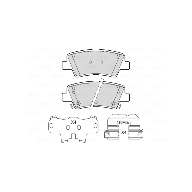 Jeu de 4 plaquettes de frein arrière VALEO 601718