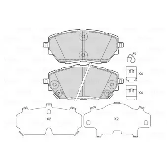 Jeu de 4 plaquettes de frein avant VALEO 601750