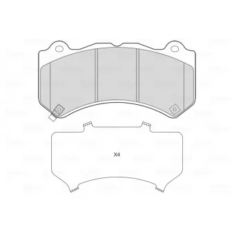 Jeu de 4 plaquettes de frein avant VALEO 601751