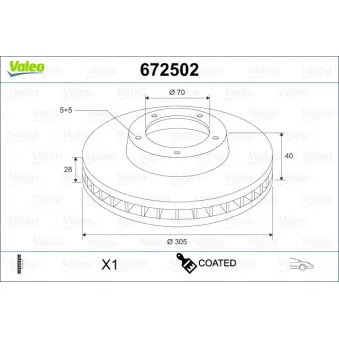Jeu de 2 disques de frein avant VALEO 672502