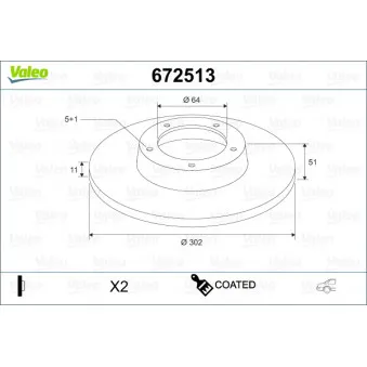 Jeu de 2 disques de frein avant VALEO 672513