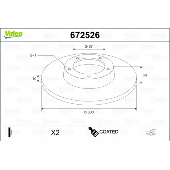 Jeu de 2 disques de frein avant VALEO 672526