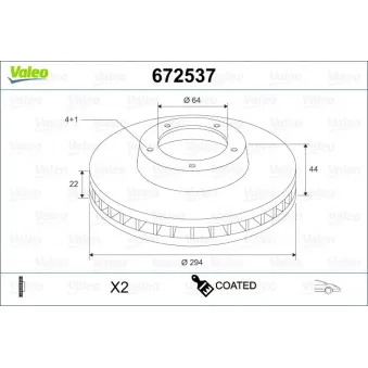 Jeu de 2 disques de frein avant VALEO 672537