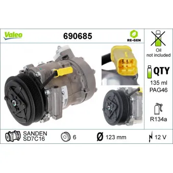 Compresseur, climatisation VALEO 690685