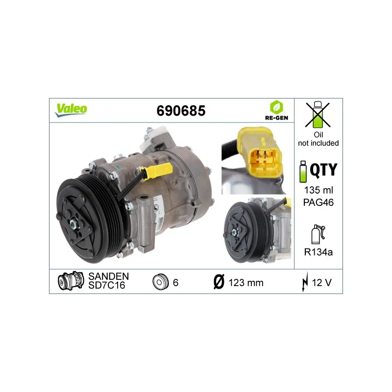 Compresseur, climatisation VALEO 690685