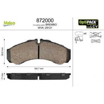 Jeu de 4 plaquettes de frein avant VALEO 872000