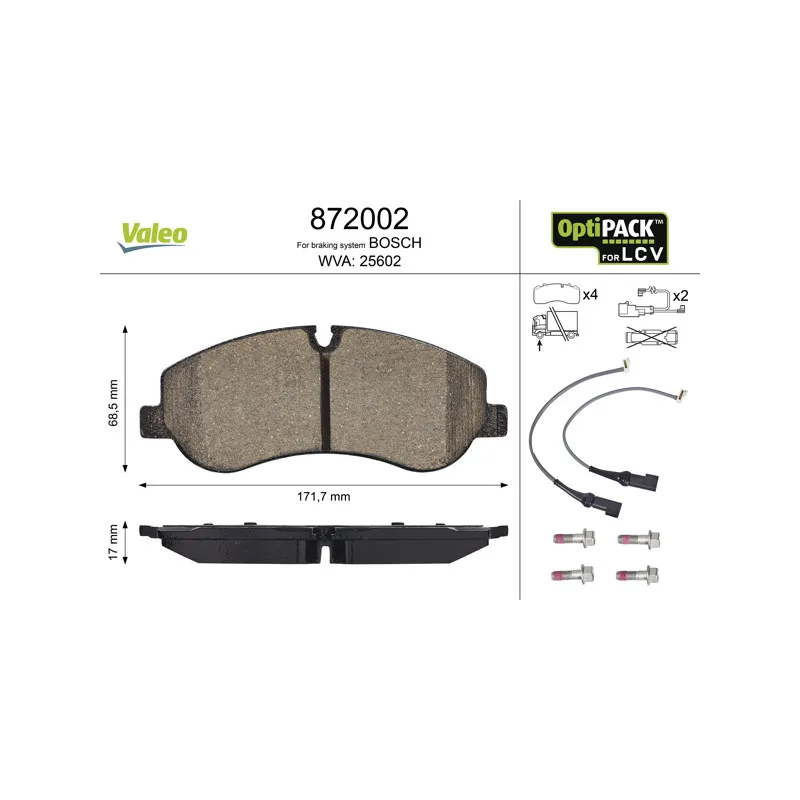 Jeu de 4 plaquettes de frein avant VALEO 872002
