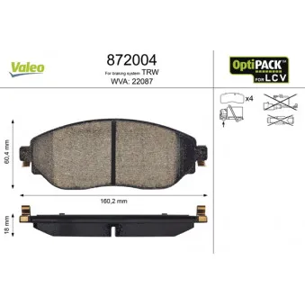 Jeu de 4 plaquettes de frein avant VALEO 872004
