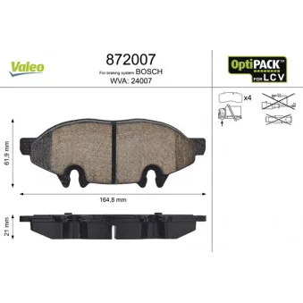 Jeu de 4 plaquettes de frein avant VALEO 872007