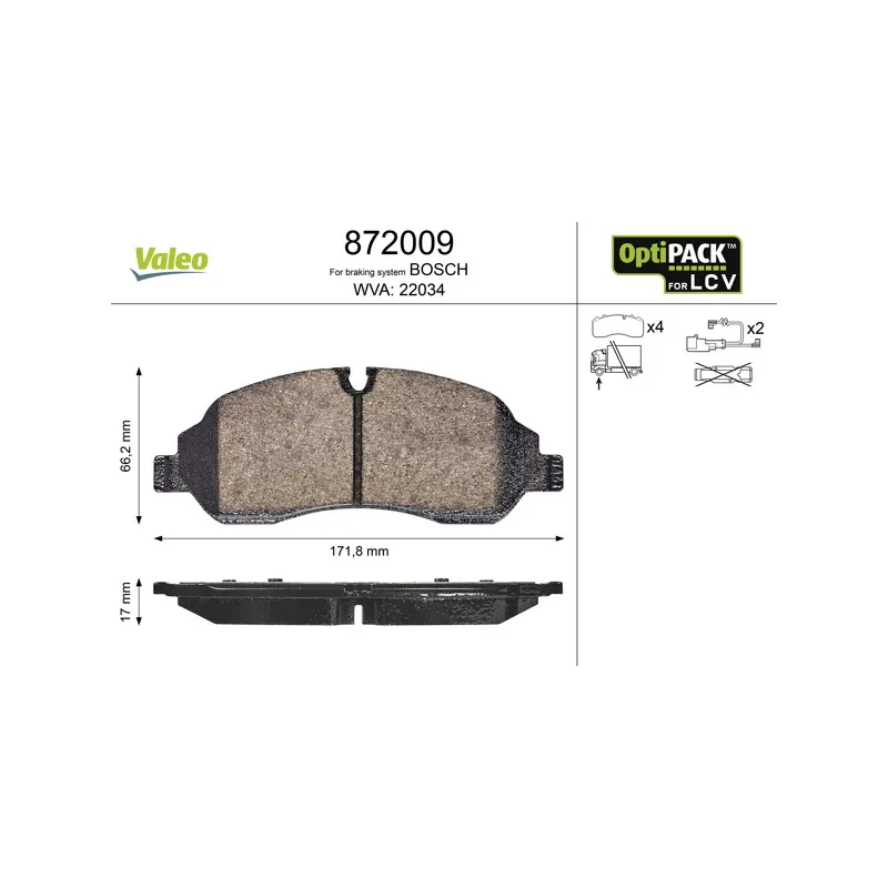 Jeu de 4 plaquettes de frein avant VALEO 872009