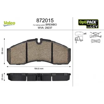 Jeu de 4 plaquettes de frein avant VALEO 872015