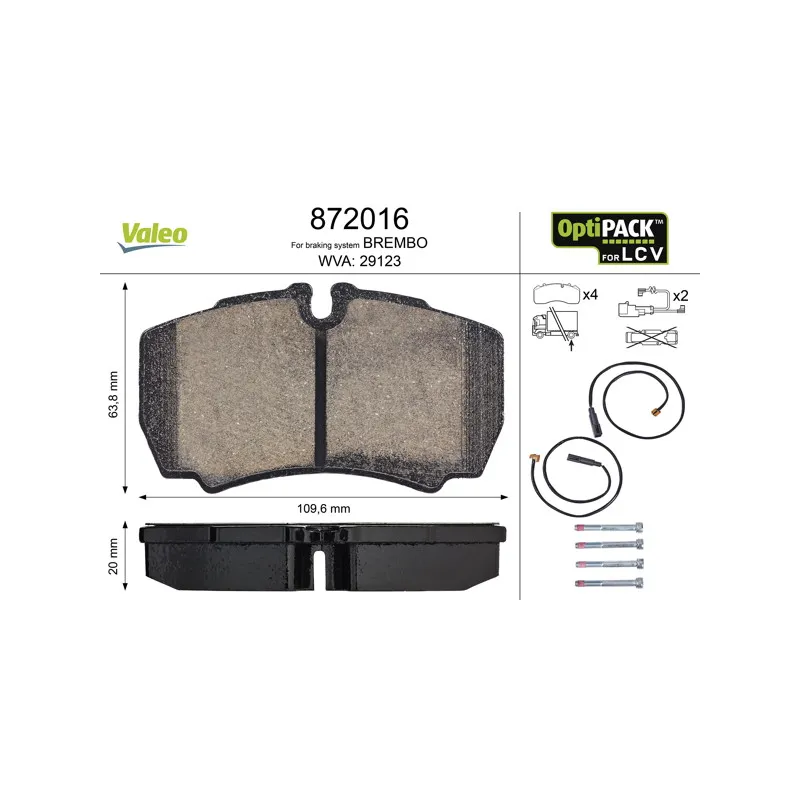 Jeu de 4 plaquettes de frein arrière VALEO 872016