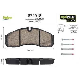 Jeu de 4 plaquettes de frein avant VALEO 872018