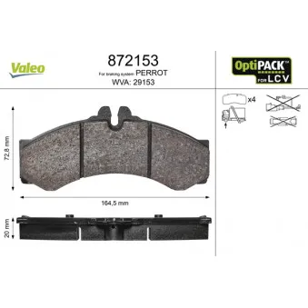 Jeu de 4 plaquettes de frein avant VALEO 872153