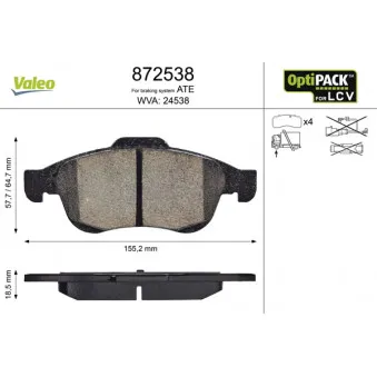 Jeu de 4 plaquettes de frein avant VALEO 872538