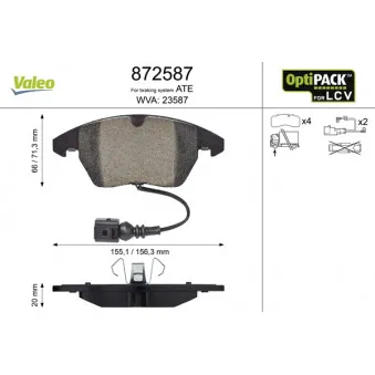 Jeu de 4 plaquettes de frein avant VALEO 872587