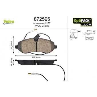 Jeu de 4 plaquettes de frein avant VALEO 872595
