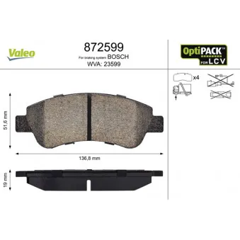 Jeu de 4 plaquettes de frein avant VALEO 872599