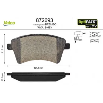 Jeu de 4 plaquettes de frein avant VALEO 872693