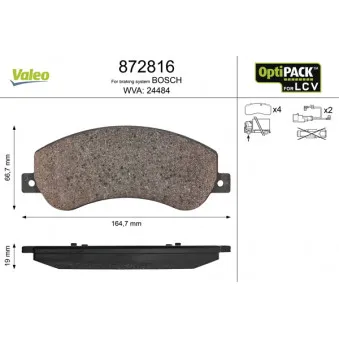 Jeu de 4 plaquettes de frein avant VALEO 872816