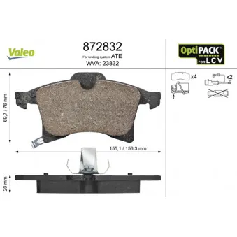 Jeu de 4 plaquettes de frein avant VALEO 872832