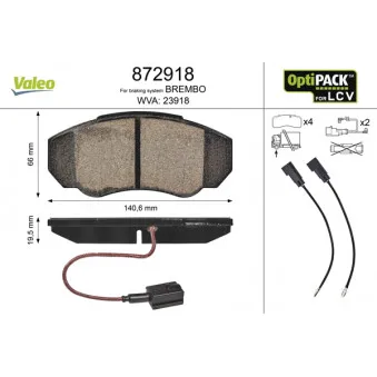 Jeu de 4 plaquettes de frein avant VALEO 872918