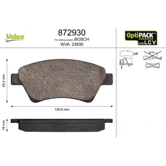 Jeu de 4 plaquettes de frein avant VALEO 872930