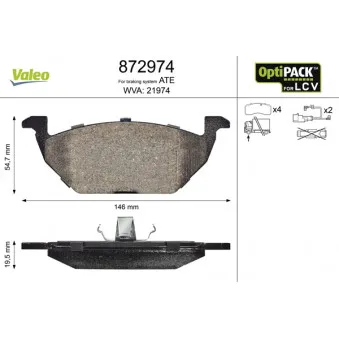 Jeu de 4 plaquettes de frein avant VALEO 872974